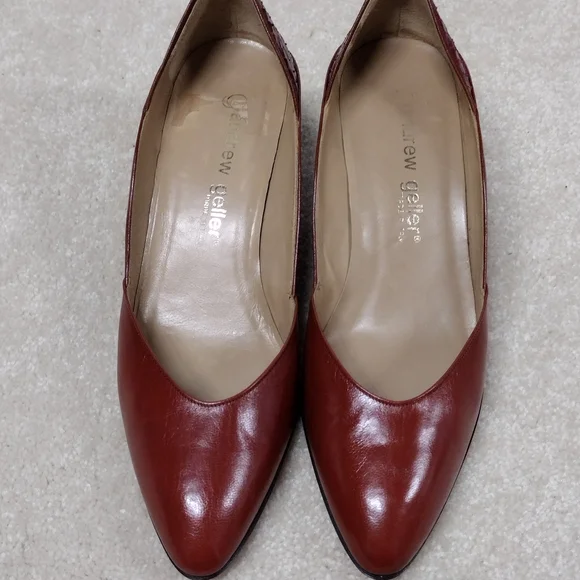 Andrew Geller Women's Red/Brown Leather Shoes - Picture 1 of 11